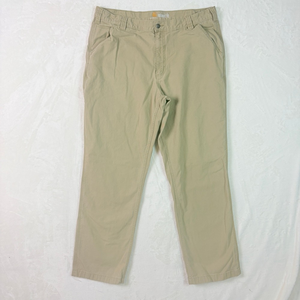 Carhartt Pants Men Sz 40x34 Tan‎ Khaki Relaxed Fit Canvas Work 102291 253